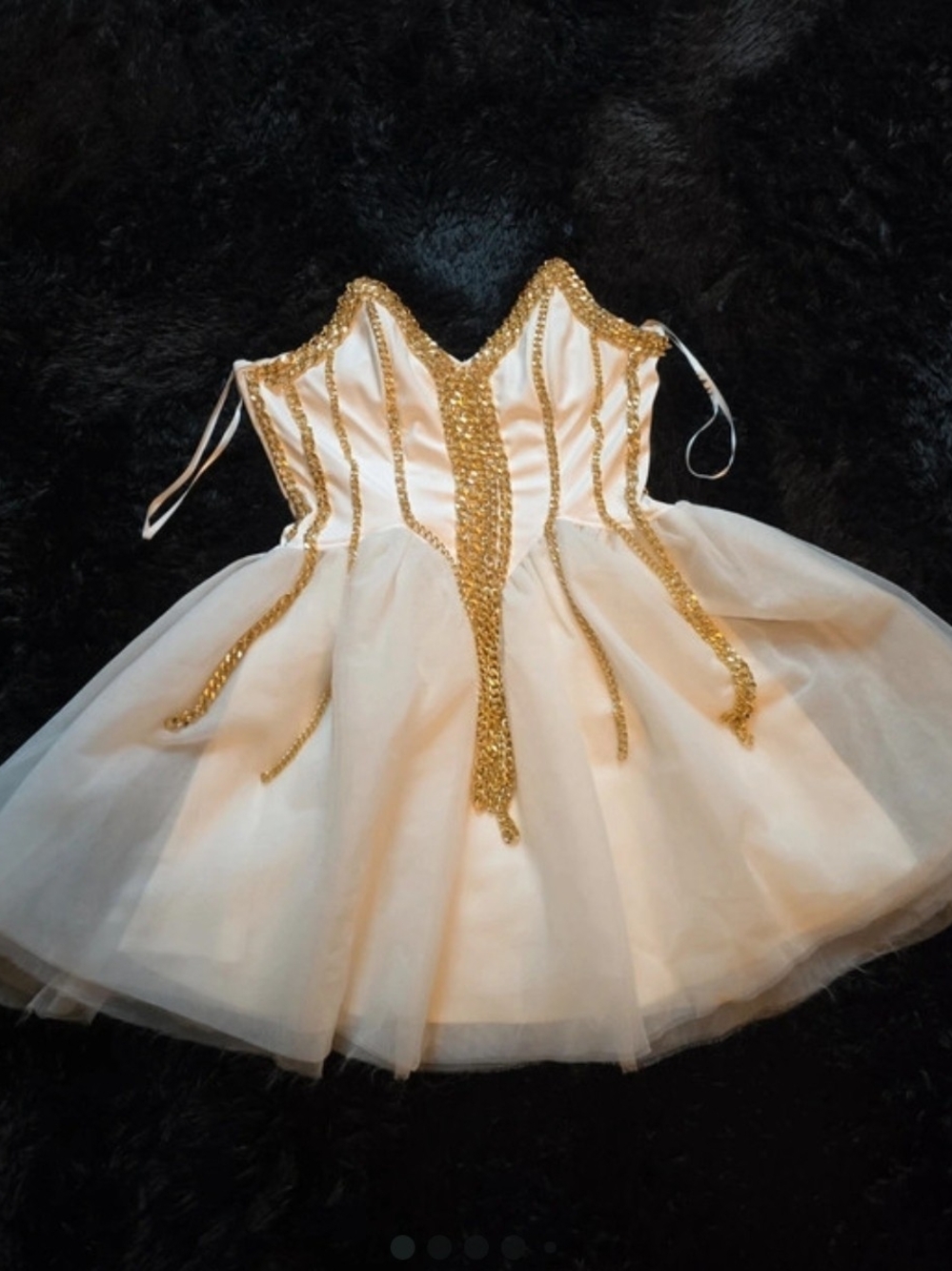 AKIRA White & Gold Corset Mini Dress Sz L